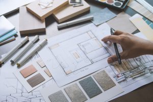 Architect,Designer,Interior,Creative,Working,Hand,Drawing,Sketch,Plan,Blue